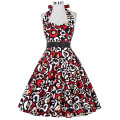 Grace Karin Sexy Ladies Joelho Comprimento Halter Algodão baratos impressos Vintage Retro1950s Vestidos CL6075-12 #